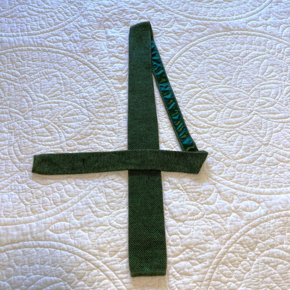 Notch Forest Green Knitted Wool Square-Cut Tie